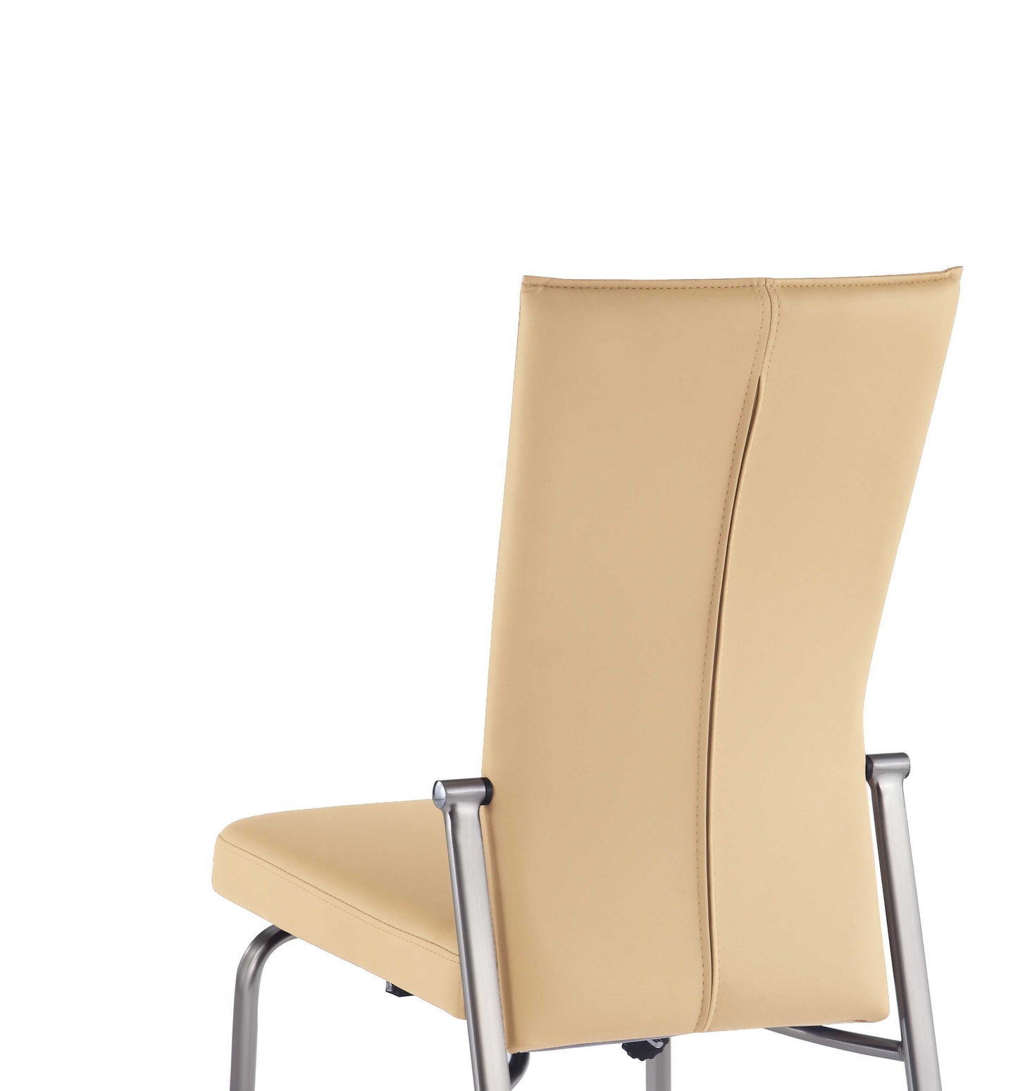 Contemporary Motion-Back Side Chair w/ Brushed Steel Frame - 2 per box | Chintaly - MOLLY-SC-BGE