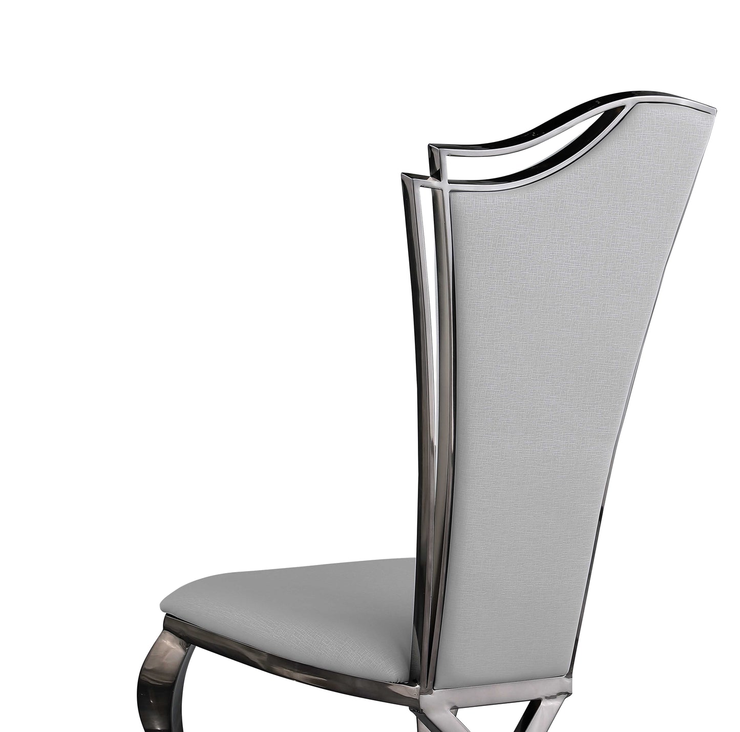 Contemporary Tall-Back Side Chair w/ Cabriole Legs - 2 per box | Chintaly - NADIA-SC-GRY-BKC