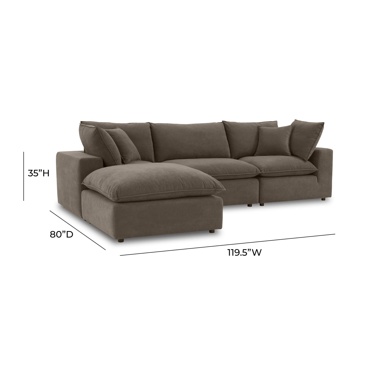 Cali Performance Fabric Modular 4-Piece Sectional