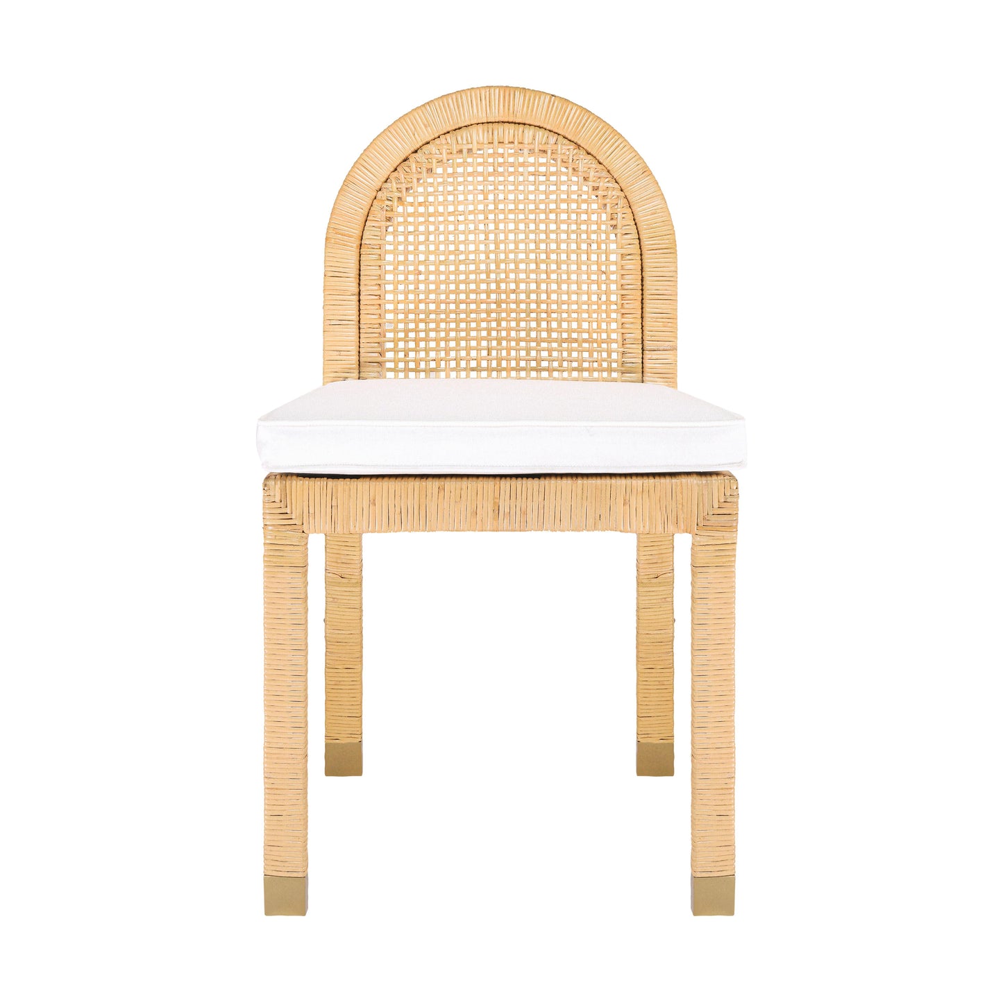 Amara Natural Rattan and Performance Fabric Arched Back Dining Chair