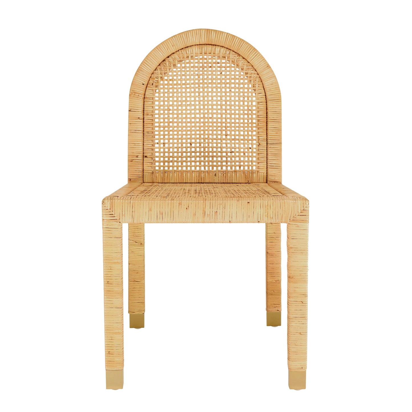 Amara Natural Rattan and Performance Fabric Arched Back Dining Chair