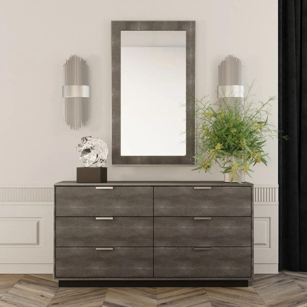 Modrest Dynasty Modern Shagreen Dresser Vgvcj2108-D-Gry-Drs