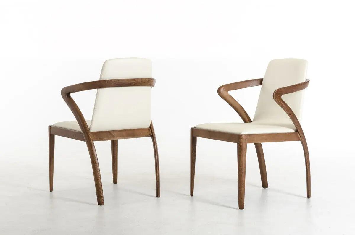 Modrest Falcon Modern Walnut And Cream Dining Chair Vgcsch-13068