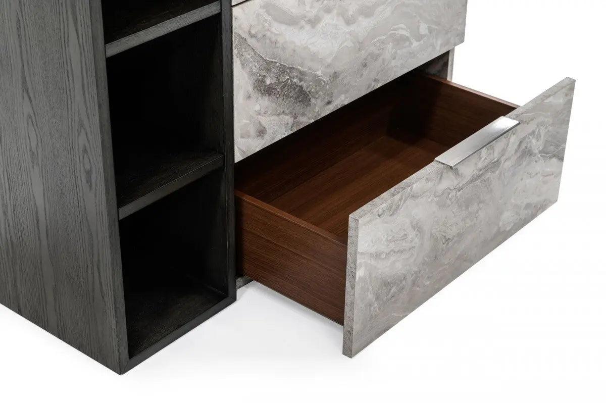 Nova Domus Maranello Modern Grey Wash & Faux Marble Chest Vgmamqt-S25-Br-121-Gry-Chest