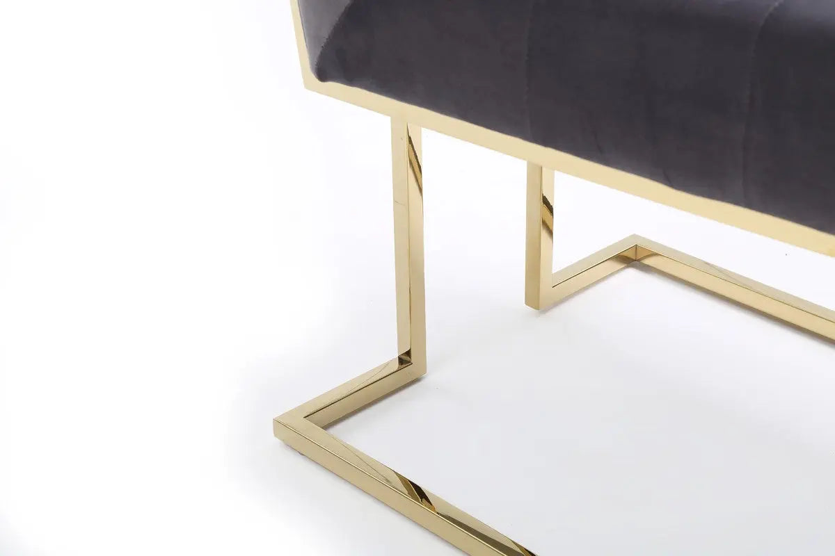 Modrest Legend Modern Grey Fabric & Gold Dining Chair (Set Of 2) Vgvcb012-Grygld