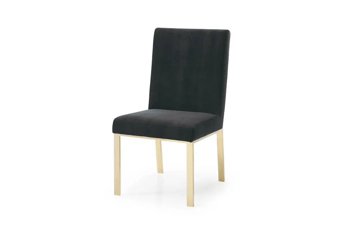 Modrest Reba Modern Black Velvet & Gold Dining Chair (Set Of 2) Vgvcb0258G-Blk