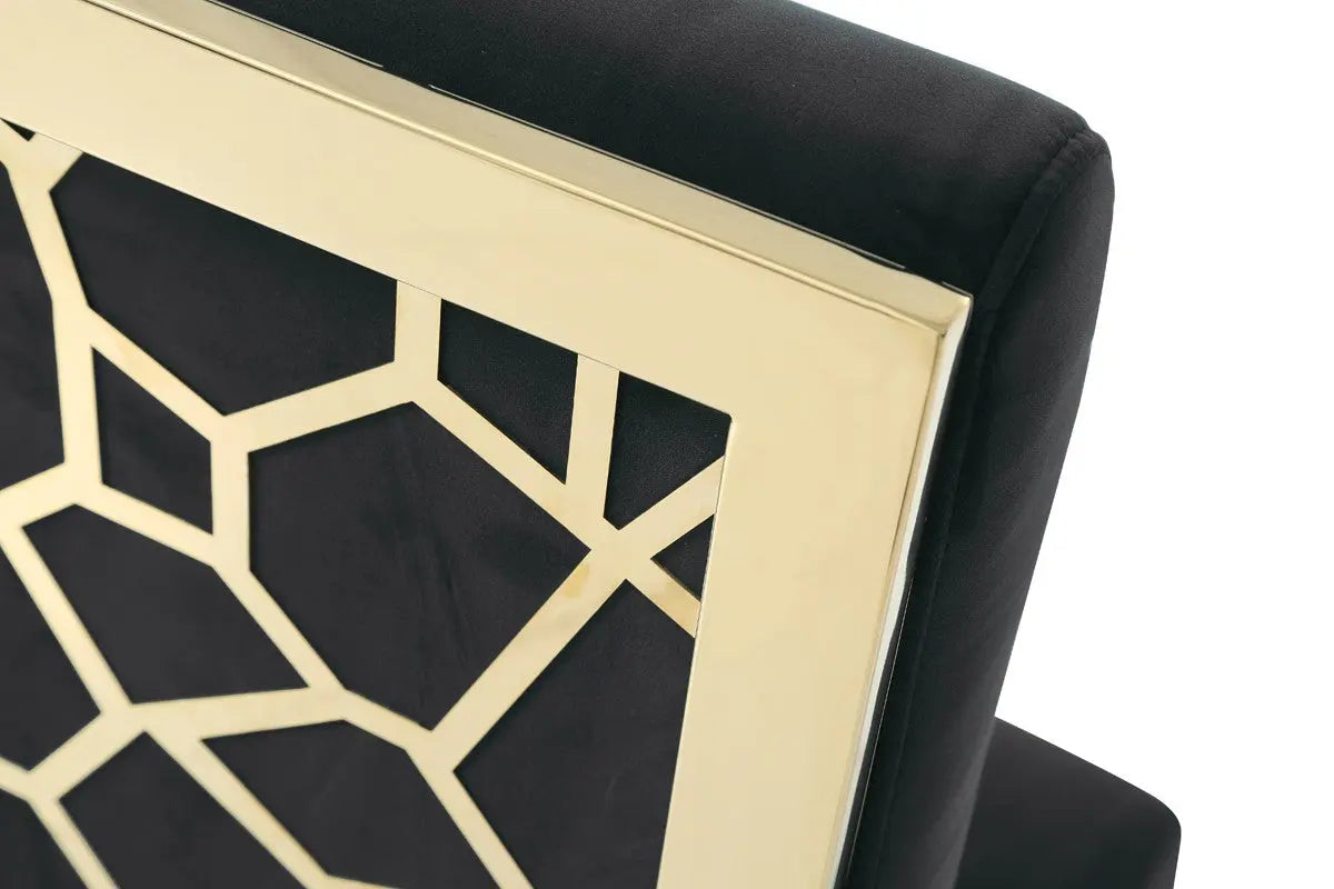 Modrest Reba Modern Black Velvet & Gold Dining Chair (Set Of 2) Vgvcb0258G-Blk