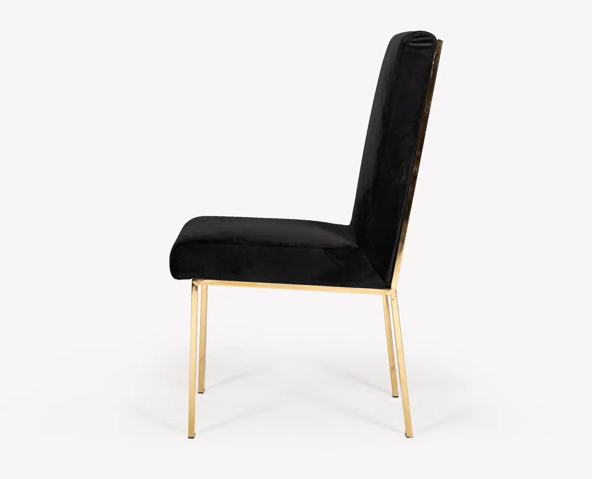 Modrest Reba Modern Black Velvet & Gold Dining Chair (Set Of 2) Vgvcb0258G-Blk
