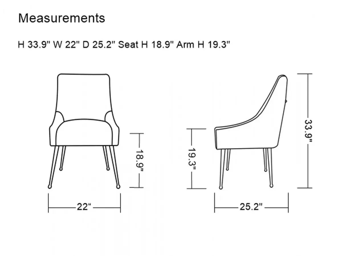 Modrest Castana Modern Grey Velvet & Gold Dining Chair (Set Of 2) Vgrh-Rhs-Dc-101-Gry