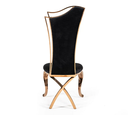 Modrest Bonnie Transitional Black Velvet & Rosegold Dining Chair (Set Of 2) Vgzay906-Blk