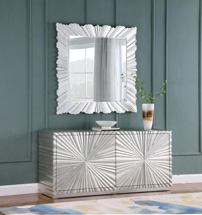 Silverton Sideboard Buffet in Silver Leaf Finish – Elegant Storage for Dining Rooms