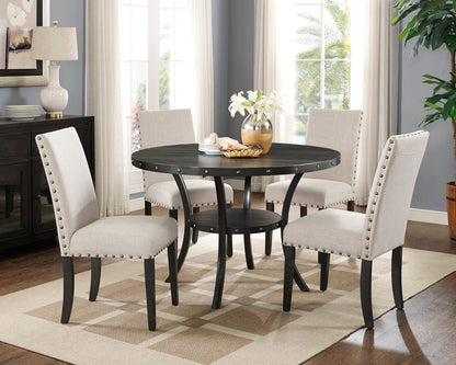 Crispin 48" Round Counter Table - Stylish Smoke Finish, Seats 4, Metal Trim, Perfect for Dining Rooms!