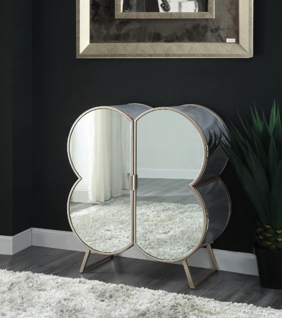 Clover Cabinet 73228 Silver & Champagne Finish | Acme