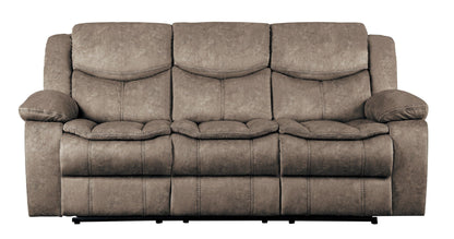Bastrop Brown Fabric Double Reclining Sofa