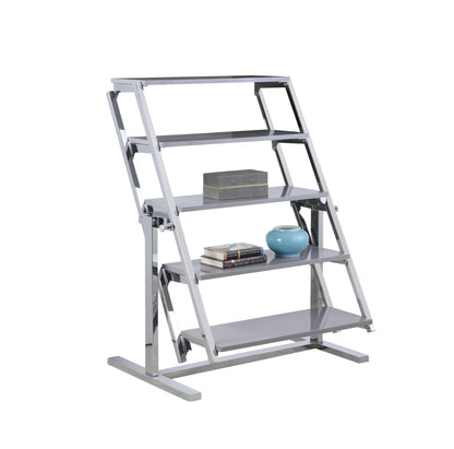 32" Convertible Bookshelf and Dining Table | Chintaly - 8473-DT-GRY-CHM