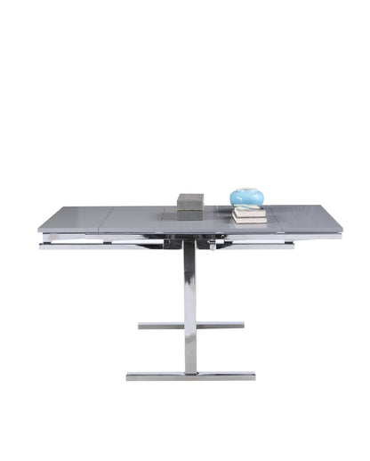 32" Convertible Bookshelf and Dining Table | Chintaly - 8473-DT-GRY-CHM