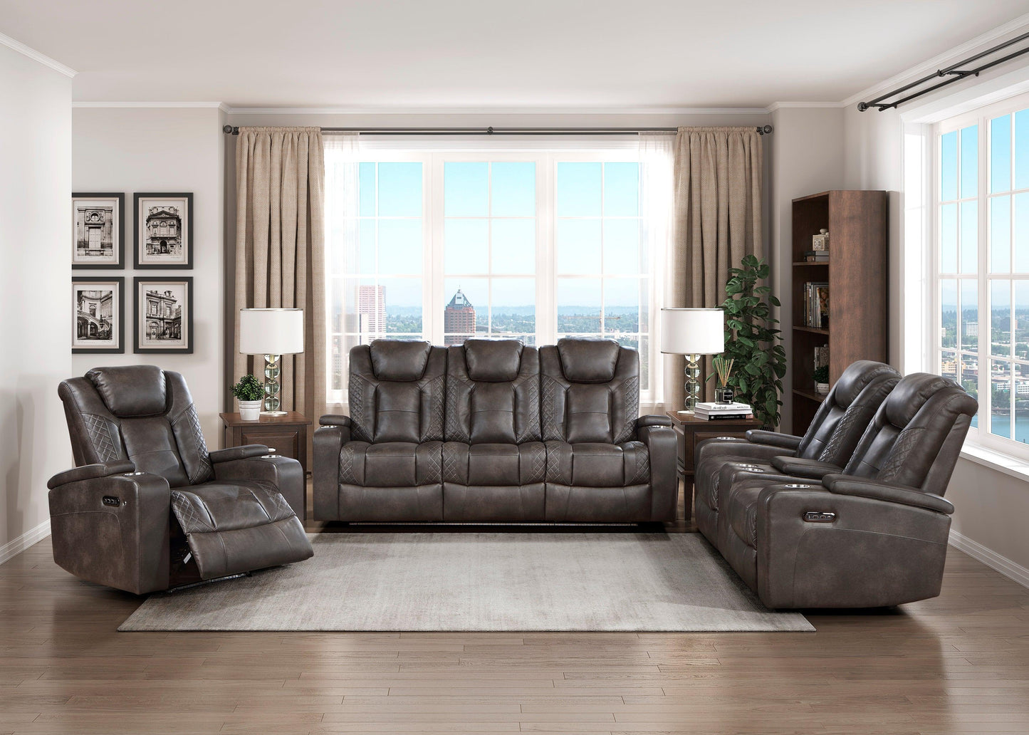 Tabor Dark Brown Power Double Reclining Sofa