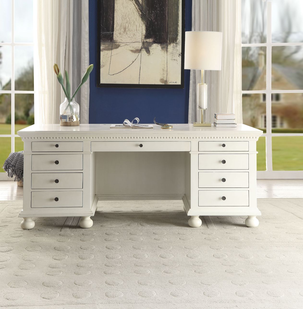 Gustave Executive Writing Desk 92482 Cream Finish | Acme