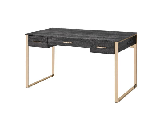 Perle Writing Desk W/USB(Same Ac00897) 92715 Champagne Gold & Black Finish | Acme