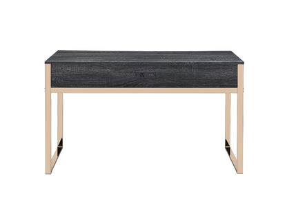 Perle Writing Desk W/USB(Same Ac00897) 92715 Champagne Gold & Black Finish | Acme