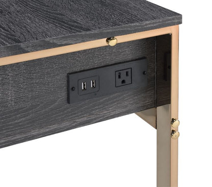 Perle Writing Desk W/USB(Same Ac00897) 92715 Champagne Gold & Black Finish | Acme