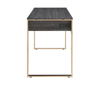Perle Writing Desk W/USB(Same Ac00897) 92715 Champagne Gold & Black Finish | Acme