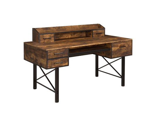 Safea Computer Desk 92800 Weathered Oak & Black Finish | Acme