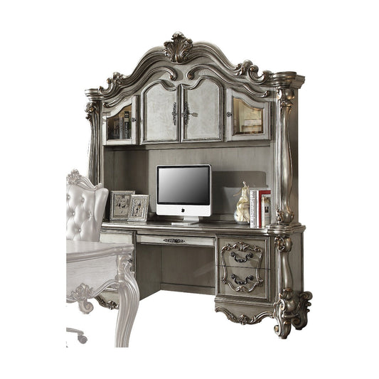 Versailles Executive Computer Desk W/Hutch 92824 Antique Platinum Finish | Acme