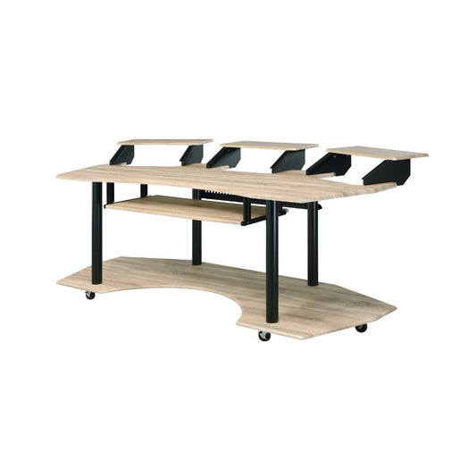 Eleazar 83" Music Studio Desk 92897 Natural Oak Finish | Acme