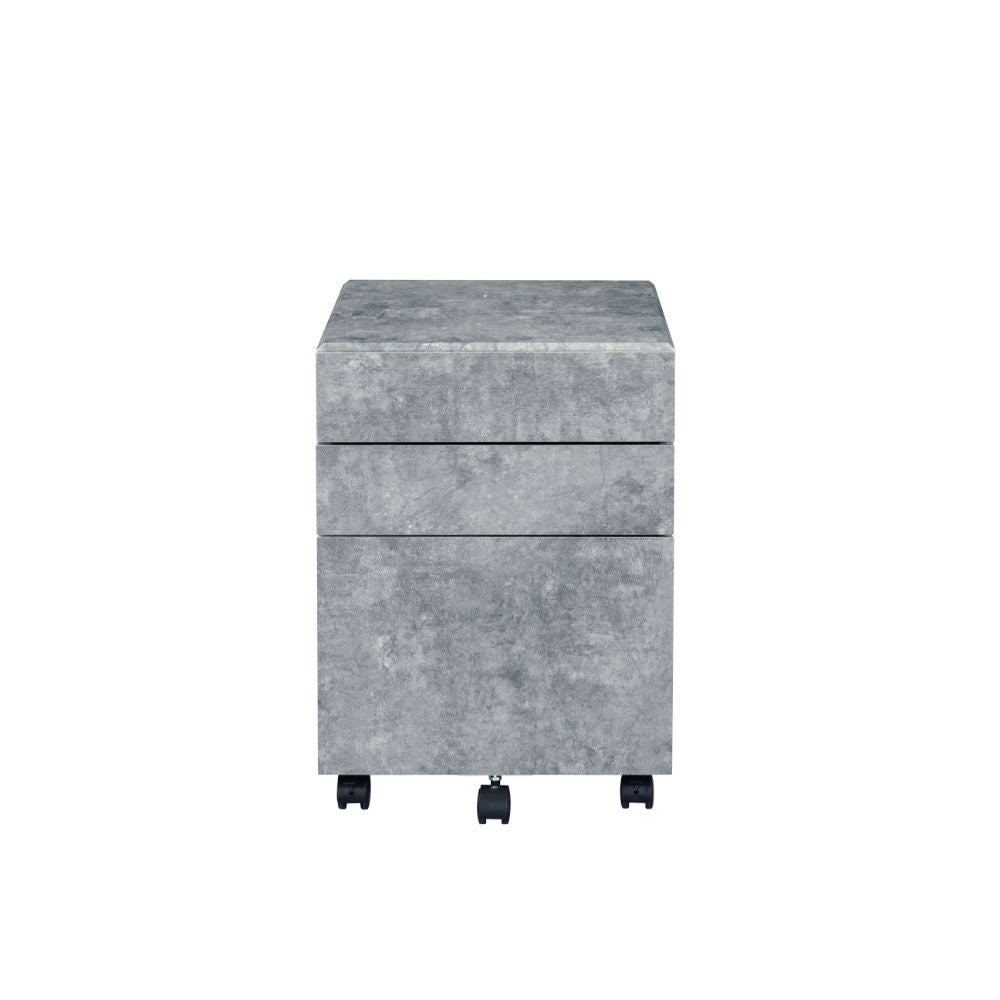 Jurgen File Cabinet 92909 Faux Concrete & Silver Finish | Acme