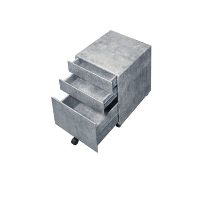 Jurgen File Cabinet 92909 Faux Concrete & Silver Finish | Acme
