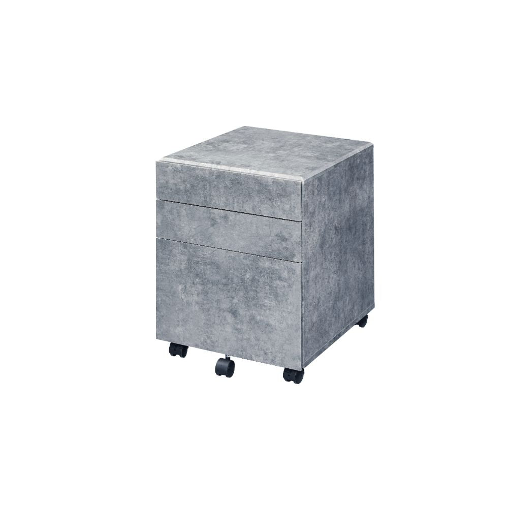 Jurgen File Cabinet 92909 Faux Concrete & Silver Finish | Acme