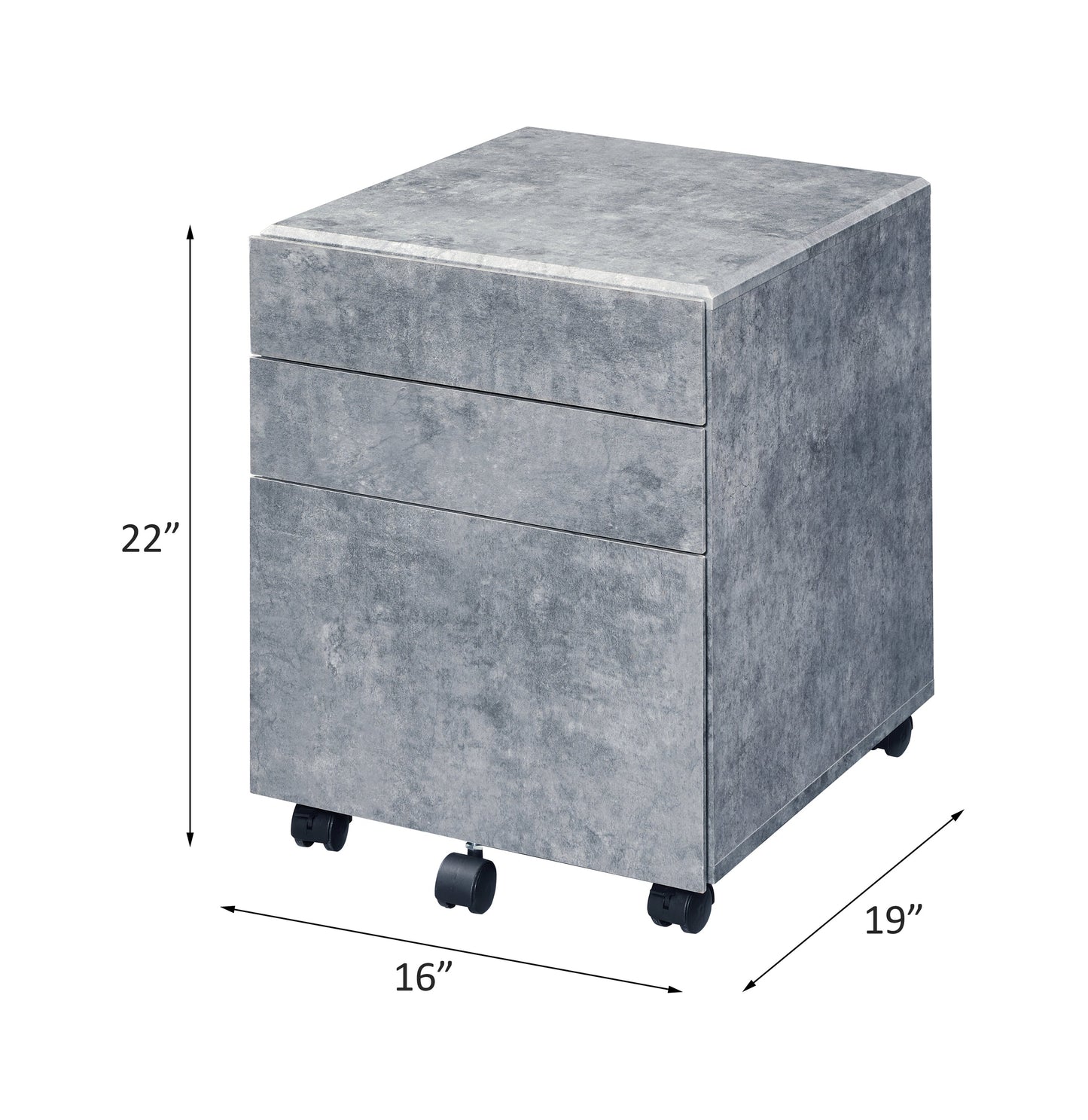 Jurgen File Cabinet 92909 Faux Concrete & Silver Finish | Acme