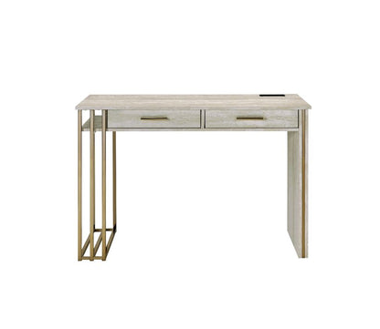 Tyeid Writing Desk W/USB(Same Ac00898) 92935 Antique White & Gold Finish | Acme
