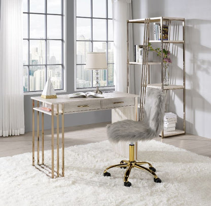 Tyeid Writing Desk W/USB(Same Ac00898) 92935 Antique White & Gold Finish | Acme