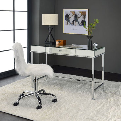 Canine Writing Desk 92975 Mirrored and Chrome Finish | Acme