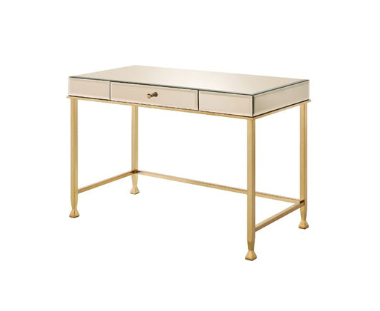 Canine Writing Desk 92977 Smoky Mirrored and Champagne Finish | Acme
