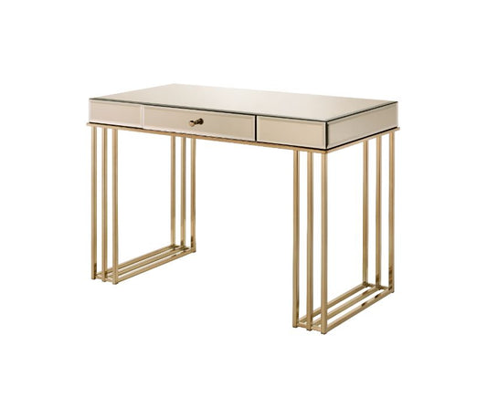 Critter Writing Desk 92981 Smoky Mirrored and Champagne Finish | Acme