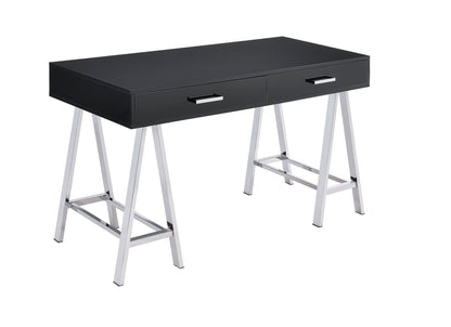 Coleen Writing Desk W/USB 93045 Black High Gloss & Chrome Finish | Acme