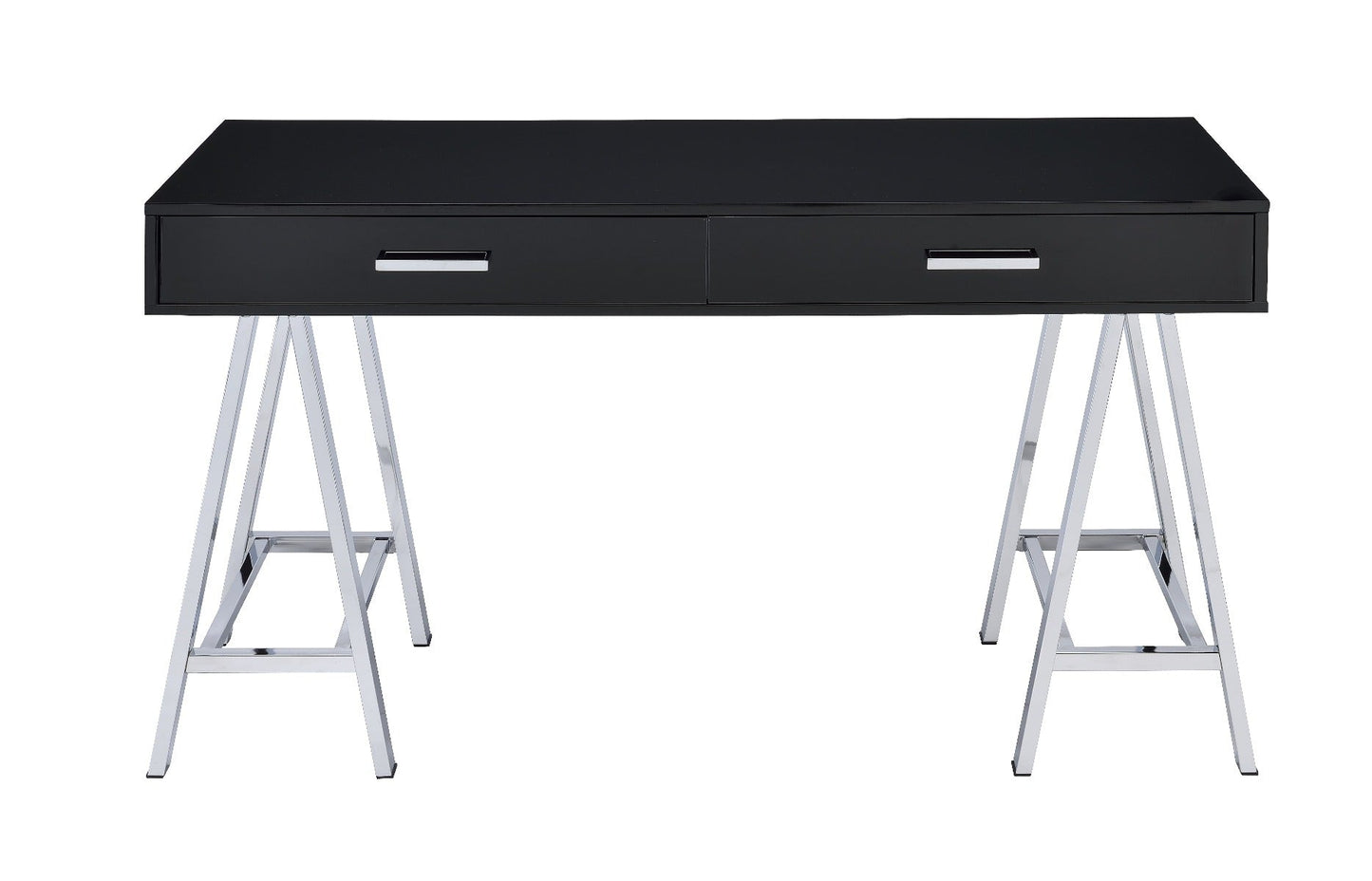 Coleen Writing Desk W/USB 93045 Black High Gloss & Chrome Finish | Acme