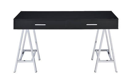 Coleen Writing Desk W/USB 93045 Black High Gloss & Chrome Finish | Acme