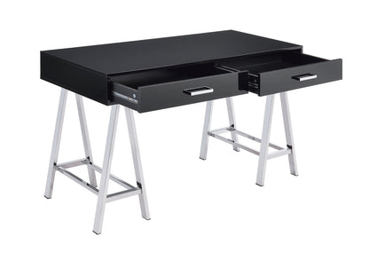 Coleen Writing Desk W/USB 93045 Black High Gloss & Chrome Finish | Acme