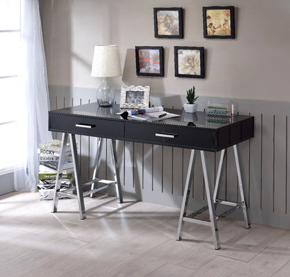 Coleen Writing Desk W/USB 93045 Black High Gloss & Chrome Finish | Acme