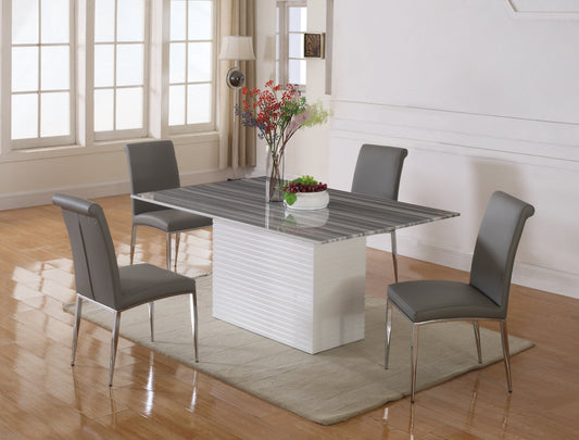 Contemporary Side Chair w/ Steel Legs - 4 per box | Chintaly - ALEXIS-SC-GRY