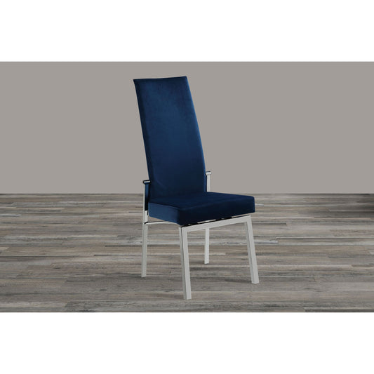 Contemporary Motion Back Side Chair w/ Chrome Frame - 2 per box | Chintaly - ANABEL-SC-BLU-FAB