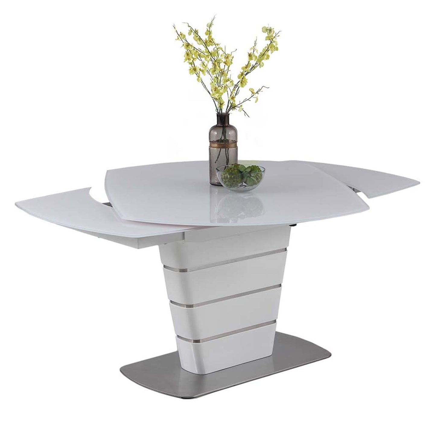 Contemporary White Motion-Extendable Dining Table | Chintaly - CHARLOTTE-DT
