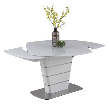Contemporary White Motion-Extendable Dining Table | Chintaly - CHARLOTTE-DT