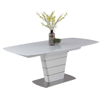 Contemporary White Motion-Extendable Dining Table | Chintaly - CHARLOTTE-DT