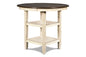 Prairie Point Round Counter Table with Shelves - Charming Cottage White & Oak Finish for 4 People