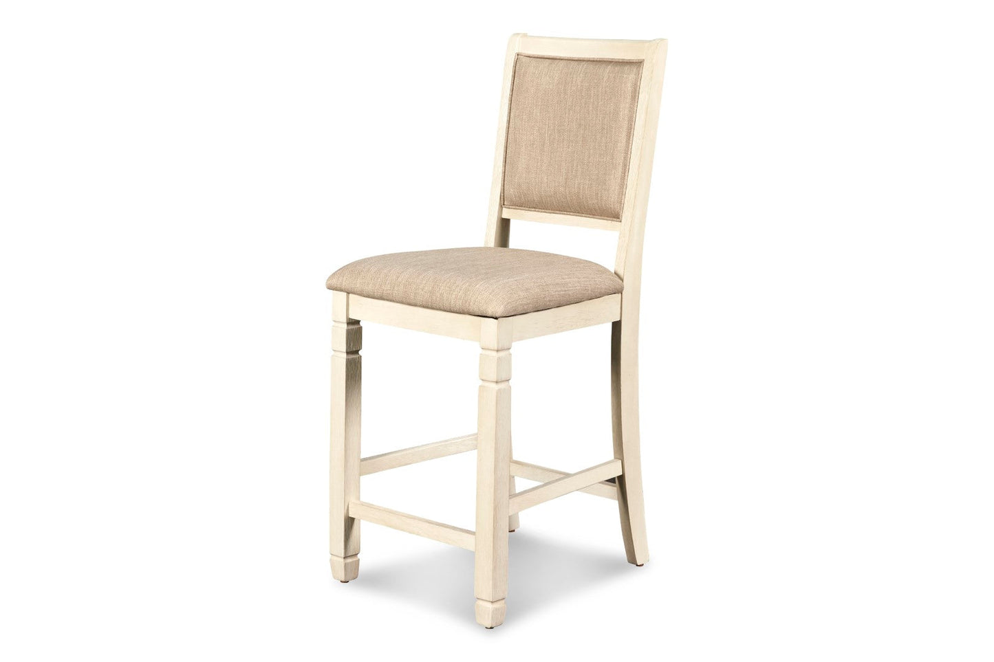 Prairie Point Round Counter Table with Shelves - Charming Cottage White & Oak Finish for 4 People
